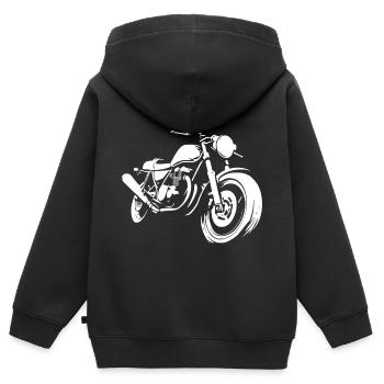 Motard Motard - Sweat Premium à capuche zippé enfant bio - noir - Dos - AI Model Kid Male (0cm)