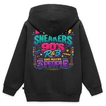 Style Années 90 : Sneakers, R&B et Humour - Sweat Premium à capuche zippé enfant bio - noir - Dos - AI Model Kid Male (0cm)