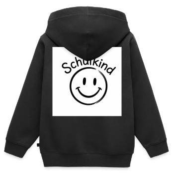 Design d’écolier - Sweat Premium à capuche zippé enfant bio - noir - Dos - AI Model Kid Male (0cm)