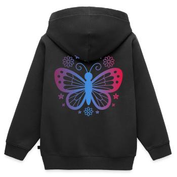 Gradient butterfly with flowers - Kids Premium Organic Zip-up Hoodie - black - Back - AI Model Kid Male (0cm)