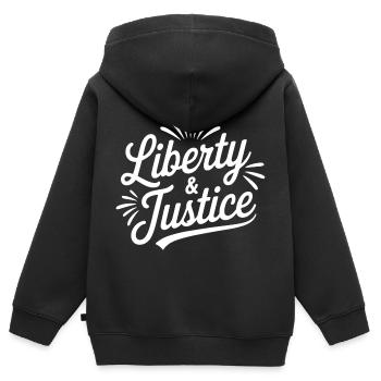 Freiheit & Gerechtigkeit Script - Kinder Premium Organic Zip Hoodie - Schwarz - Hinten - AI Model Kid Male (0cm)