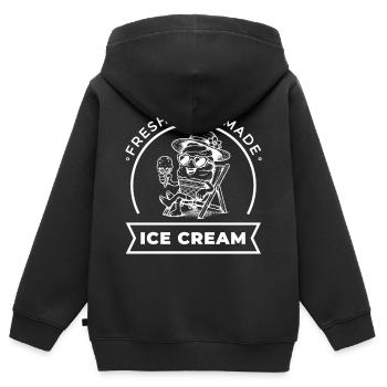 Fresh Homemade im Liegestuhl - Kinder Premium Organic Zip Hoodie - Schwarz - Hinten - AI Model Kid Male (0cm)