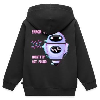 ERREUR 404 : Identité non trouvée - Sweat Premium à capuche zippé enfant bio - noir - Dos - AI Model Kid Male (0cm)