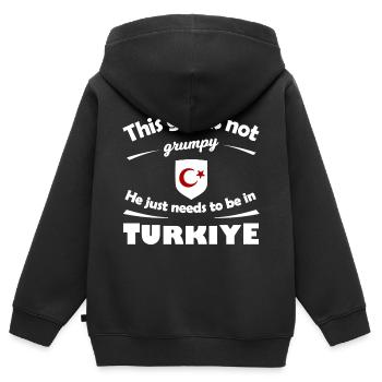 Nicht grimmig in Turkiye Shirt - Kinder Premium Organic Zip Hoodie - Schwarz - Hinten - AI Model Kid Male (0cm)