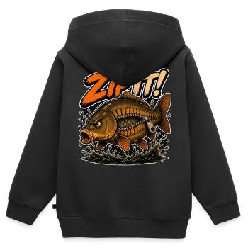 Zip It! Carp Fishing Design - Kids Premium Organic Zip-up Hoodie - black - Back - AI Model Kid Male (0cm)