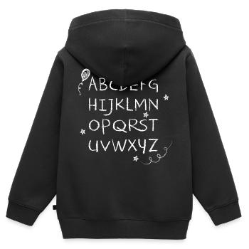 ABC écriture à la craie blanche étoiles & ballon - Sweat Premium à capuche zippé enfant bio - noir - Dos - AI Model Kid Male (0cm)