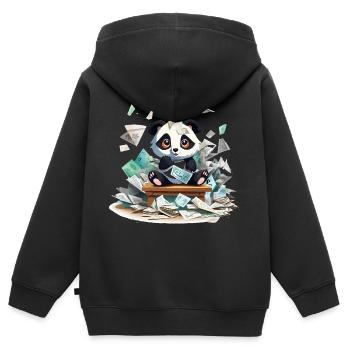 Pluie d’argent panda à la table - Sweat Premium à capuche zippé enfant bio - noir - Dos - AI Model Kid Male (0cm)
