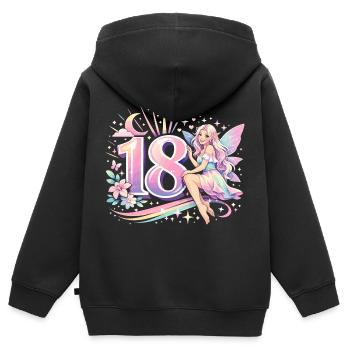 Elfe des 18 ans – cadeau rétro pastel - Sweat Premium à capuche zippé enfant bio - noir - Dos - AI Model Kid Male (0cm)