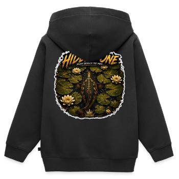 The Hidden One Karpfenfischerei-Design - Kinder Premium Organic Zip Hoodie - Schwarz - Hinten - AI Model Kid Male (0cm)