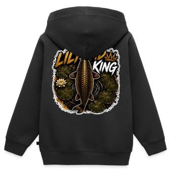Conception de la pêche à la carpe du roi Nénuphar - Sweat Premium à capuche zippé enfant bio - noir - Dos - AI Model Kid Male (0cm)