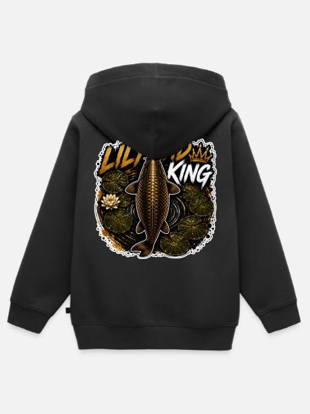 Rosenblatt-Karpfenfang-Design - Kinder Premium Organic Zip Hoodie - Schwarz