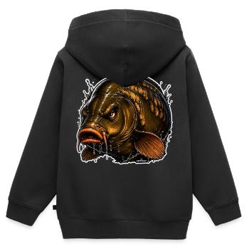 Mirror Carp Fishing - Kids Premium Organic Zip-up Hoodie - black - Back - AI Model Kid Male (0cm)