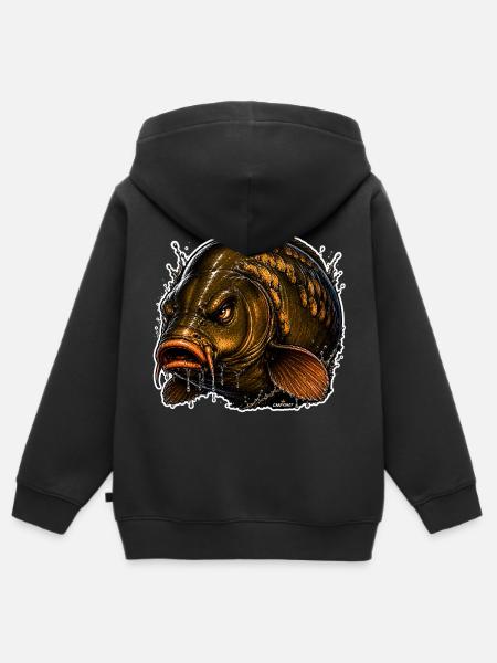 Spiegelkarpfenfischen - Kinder Premium Organic Zip Hoodie - Schwarz