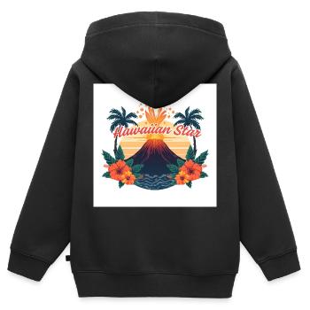 Étoile hawaïenne - Sweat Premium à capuche zippé enfant bio - noir - Dos - AI Model Kid Male (0cm)