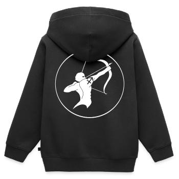 Sagittarius (white) - Kids Premium Organic Zip-up Hoodie - black - Back - AI Model Kid Male (0cm)