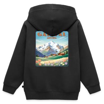 Vallée de Gailtal - Sweat Premium à capuche zippé enfant bio - noir - Dos - AI Model Kid Male (0cm)