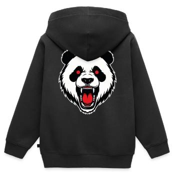 Panda Enragé Mascotte Logo Sport Gaming - Sweat Premium à capuche zippé enfant bio - noir - Dos - AI Model Kid Male (0cm)