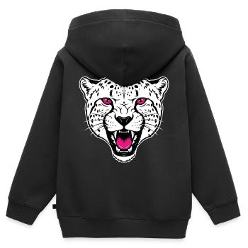 Gépard Léopard Mascotte Logo Sport Gaming - Sweat Premium à capuche zippé enfant bio - noir - Dos - AI Model Kid Male (0cm)
