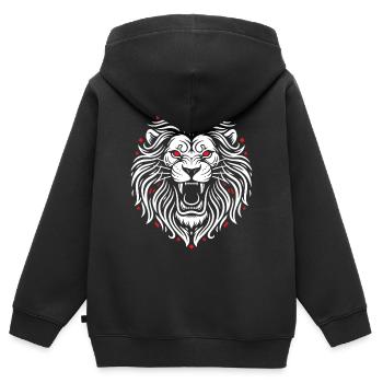 Lion Rugissant Mascotte Tribal Logo Sport Gaming - Sweat Premium à capuche zippé enfant bio - noir - Dos - AI Model Kid Male (0cm)