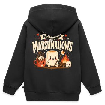La vie est meilleure avec des guimauves - Sweat Premium à capuche zippé enfant bio - noir - Dos - AI Model Kid Male (0cm)
