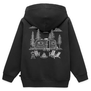 Camping-car vintage - Sweat Premium à capuche zippé enfant bio - noir - Dos - AI Model Kid Male (0cm)