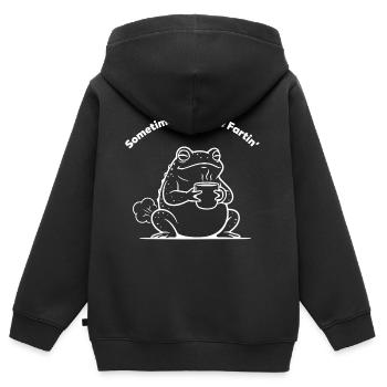 Parfois, je suis juste des chiots de café grenouilles à pets - Sweat Premium à capuche zippé enfant bio - noir - Dos - AI Model Kid Male (0cm)