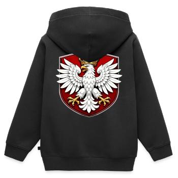 Aigle polonais avec écu de la couronne - Sweat Premium à capuche zippé enfant bio - noir - Dos - AI Model Kid Male (0cm)