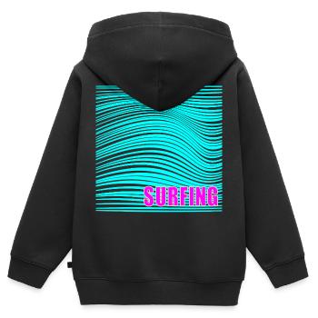 Vagues de surf d’été - Sweat Premium à capuche zippé enfant bio - noir - Dos - AI Model Kid Male (0cm)