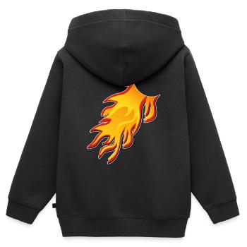 Flame Comic Tail, Combine - Sweat Premium à capuche zippé enfant bio - noir - Dos - AI Model Kid Male (0cm)