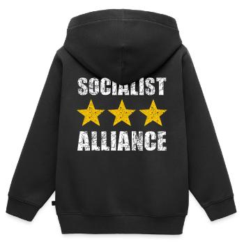 Sozialistische Allianz Sterne Shirt - Kinder Premium Organic Zip Hoodie - Schwarz - Hinten - AI Model Kid Male (0cm)