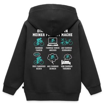 Dinge Die Ich In Meiner Freizeit Mache Fahrrad - Kinder Premium Organic Zip Hoodie - Schwarz - Hinten - AI Model Kid Male (0cm)