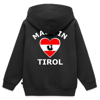 Motif de cœur tyrol fabriqué - Sweat Premium à capuche zippé enfant bio - noir - Dos - AI Model Kid Male (0cm)