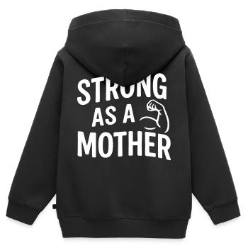 Strong as a mother – Power Mama mit Bizeps - Kinder Premium Organic Zip Hoodie - Schwarz - Hinten - AI Model Kid Male (0cm)