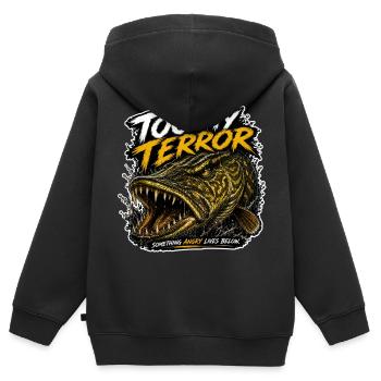 Terreur dentée de pêche au brochet - Sweat Premium à capuche zippé enfant bio - noir - Dos - AI Model Kid Male (0cm)