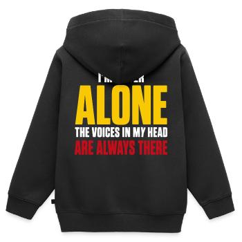 I'm Never Alone The Voices In My Head Humor quote  - Sweat Premium à capuche zippé enfant bio - noir - Dos - AI Model Kid Male (0cm)