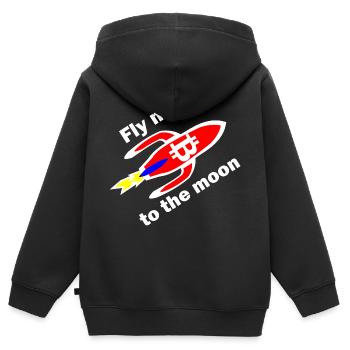 Bitcoin Raketenflug Monddesign - Kinder Premium Organic Zip Hoodie - Schwarz - Hinten - AI Model Kid Male (0cm)