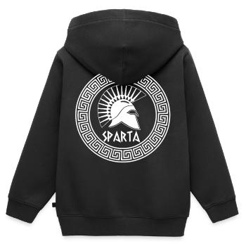 Spartanischer Krieger (Weiß) - Kinder Premium Organic Zip Hoodie - Schwarz - Hinten - AI Model Kid Male (0cm)