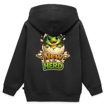 Süßer Baby Dinosaurier - New to the Herd Dino - Kinder Premium Organic Zip Hoodie - Schwarz - Hinten - AI Model Kid Male (0cm)