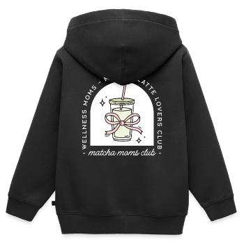 Amateurs de latte club des mamans matcha - Sweat Premium à capuche zippé enfant bio - noir - Dos - AI Model Kid Male (0cm)