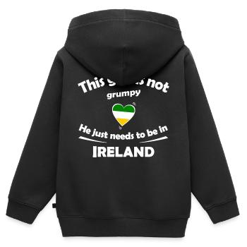 Irland Herzdesign Grumpy? Nicht nötig - Kinder Premium Organic Zip Hoodie - Schwarz - Hinten - AI Model Kid Male (0cm)