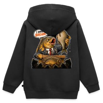 Humour de pêche à la carpe - Sweat Premium à capuche zippé enfant bio - noir - Dos - AI Model Kid Male (0cm)