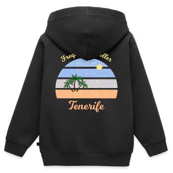 Häufiger Reisender Teneriffa - Kinder Premium Organic Zip Hoodie - Schwarz - Hinten - AI Model Kid Male (0cm)