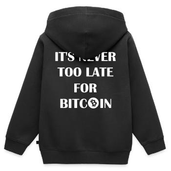 Nie zu spät für Bitcoin - Kinder Premium Organic Zip Hoodie - Schwarz - Hinten - AI Model Kid Male (0cm)