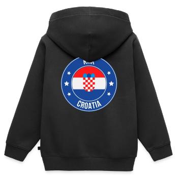 Cercle des Écussons Croates - Sweat Premium à capuche zippé enfant bio - noir - Dos - AI Model Kid Male (0cm)