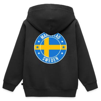 Blason circulaire du drapeau suédois - Sweat Premium à capuche zippé enfant bio - noir - Dos - AI Model Kid Male (0cm)