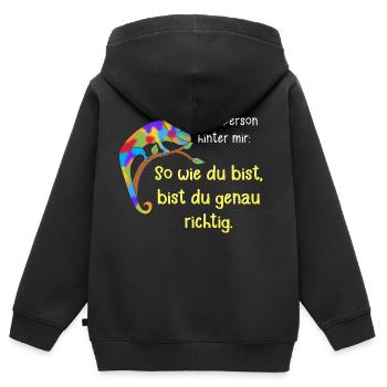 An die Person hinter mir - Kinder Premium Organic Zip Hoodie - Schwarz - Hinten - AI Model Kid Male (0cm)
