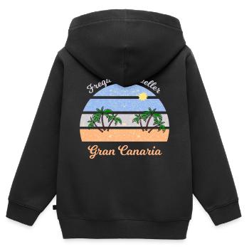 Gran Canaria Palmenstrand Retro - Kinder Premium Organic Zip Hoodie - Schwarz - Hinten - AI Model Kid Male (0cm)