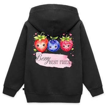 Trio des meilleurs amis de Berry - Sweat Premium à capuche zippé enfant bio - noir - Dos - AI Model Kid Male (0cm)