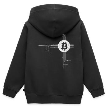 Bitcoin Circuitry Emblem - Kinder Premium Organic Zip Hoodie - Schwarz - Hinten - AI Model Kid Male (0cm)