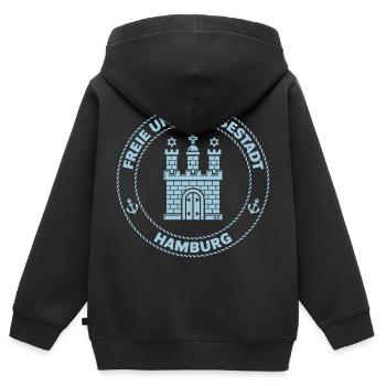 Hamburg Wappen – Freie Und Hansestadt (Sky Blue) - Kinder Premium Organic Zip Hoodie - Schwarz - Hinten - AI Model Kid Male (0cm)